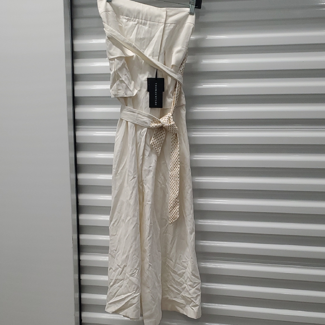 Thomas Wylde White Skirt With Golden Stud Accented Belt